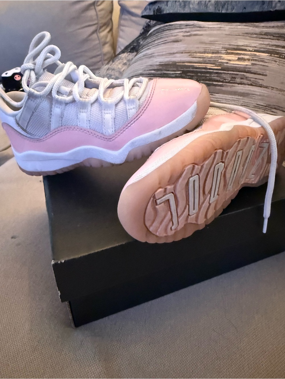 Jordan Kids Pink and White Low-Top Sneakers